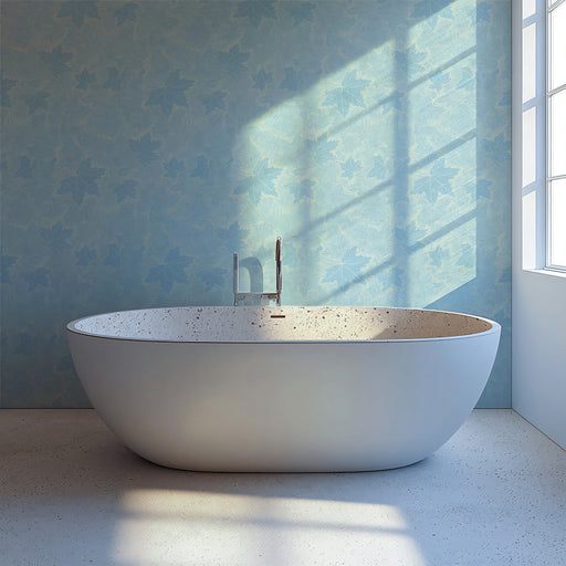 Light Blue Maple Leaf Pattern - Soothing Wallpaper for Bathrooms