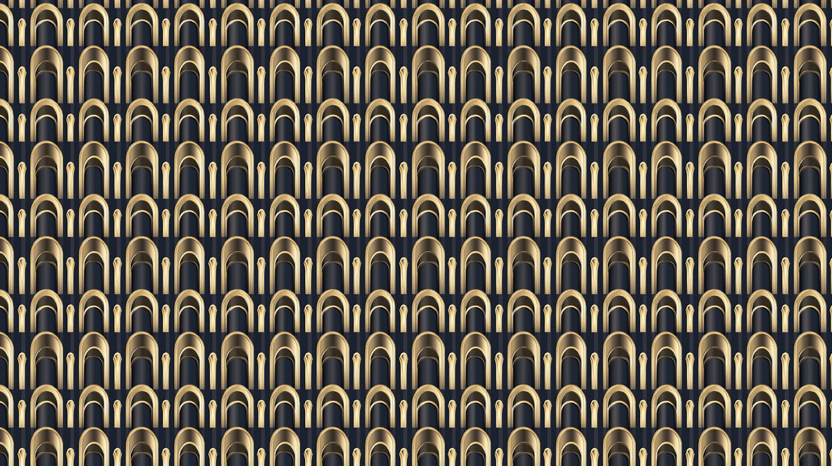 Golden Arch Layers Mural Wallpaper ¨C Luxury Black & Gold Design for Modern Interiors