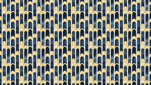 Golden Wave Arches Wallpaper ¨C Art Deco Mural with Deep Blue and Metallic Gold