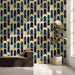 Golden Wave Arches Wallpaper ¨C Art Deco Mural with Deep Blue and Metallic Gold