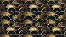Golden Fan Scales Wallpaper ¨C Textured Art Deco Mural in Black and Bronze