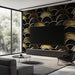 Golden Fan Scales Wallpaper ¨C Textured Art Deco Mural in Black and Bronze