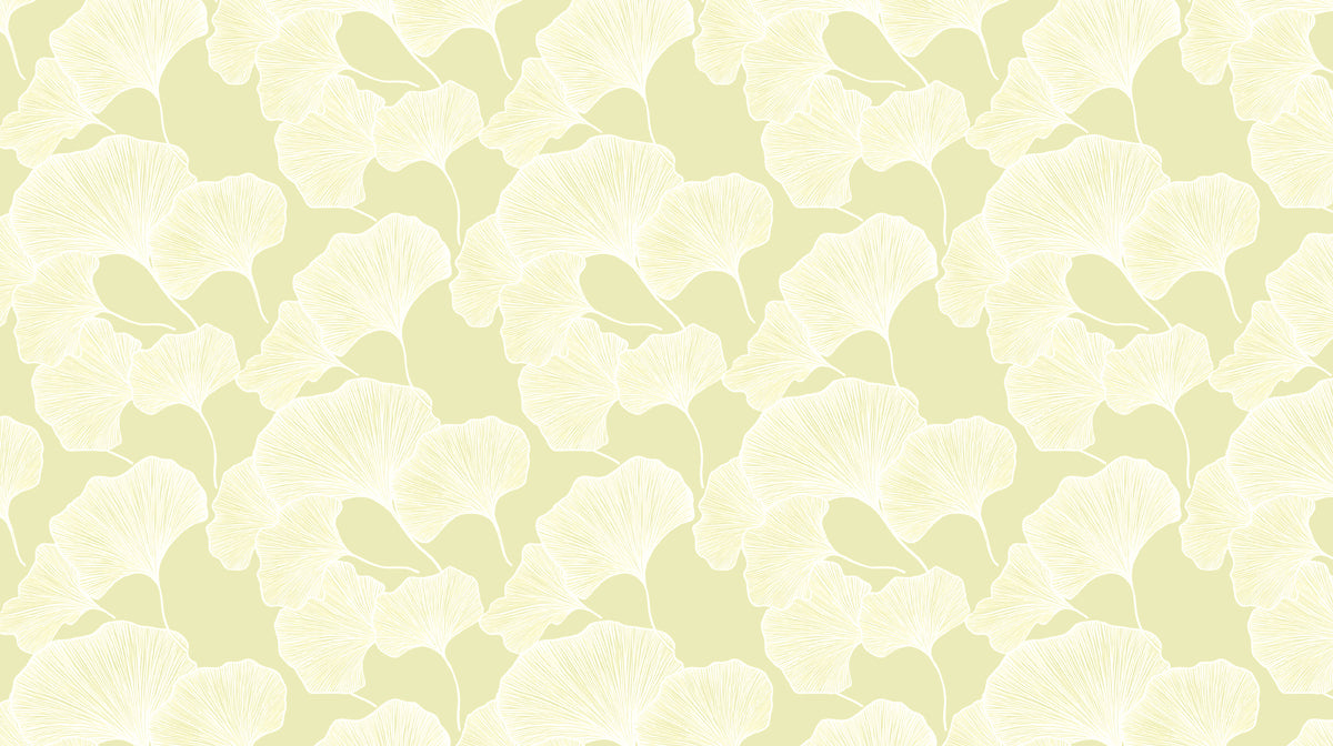 Soft Ginkgo Glow Wallpaper ¨C Light Yellow Botanical Mural with Natural Elegance