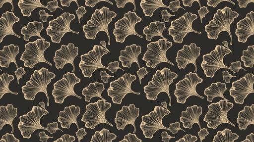Golden Shadow Ginkgo Wallpaper ¨C Luxurious Botanical Wall in Black and Gold