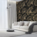 Golden Shadow Ginkgo Wallpaper ¨C Luxurious Botanical Wall in Black and Gold