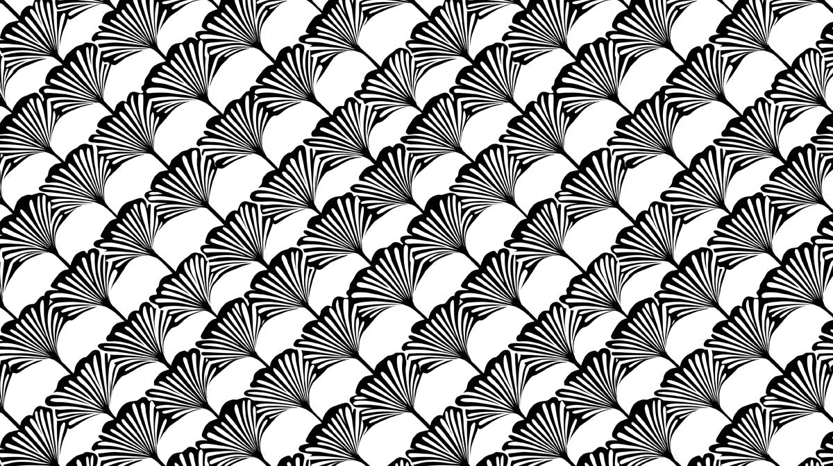 Bold Harmony Ginkgo Wallpaper ¨C Black and White Botanical Pattern for Bathrooms