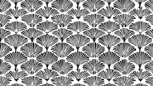 Ginkgo Fan Silhouette Wallpaper ¨C Bold Black & White Bathroom Feature