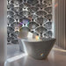 Ginkgo Fan Silhouette Wallpaper ¨C Bold Black & White Bathroom Feature