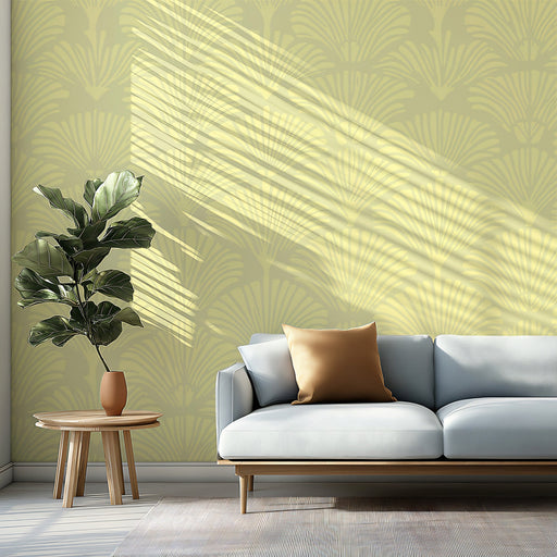 Lemon Mist Ginkgo Fan Wallpaper ¨C Soft Yellow Botanical Accent