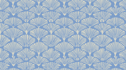 Royal Blue Ginkgo Fan Wallpaper ¨C Chic Art Deco-Inspired Accent