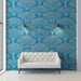 Azure Bloom Ginkgo Fan Wallpaper ¨C Bright Blue and Beige Botanical Harmony