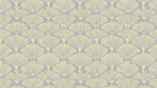 Olive Grove Ginkgo Fan Wallpaper ¨C Yellow-Green Elegance on Grey