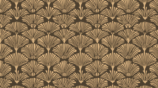 Shadow Gold Ginkgo Fan Wallpaper ¨C Black & Beige Luxury Accent