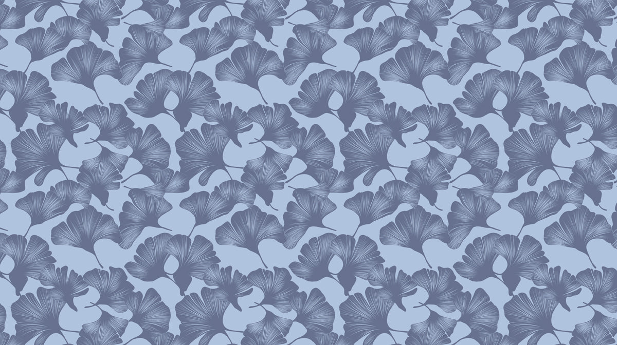 Twilight Blue Ginkgo Wallpaper ¨C Deep Blue Botanical Design for Restful Bedrooms
