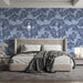 Twilight Blue Ginkgo Wallpaper ¨C Deep Blue Botanical Design for Restful Bedrooms