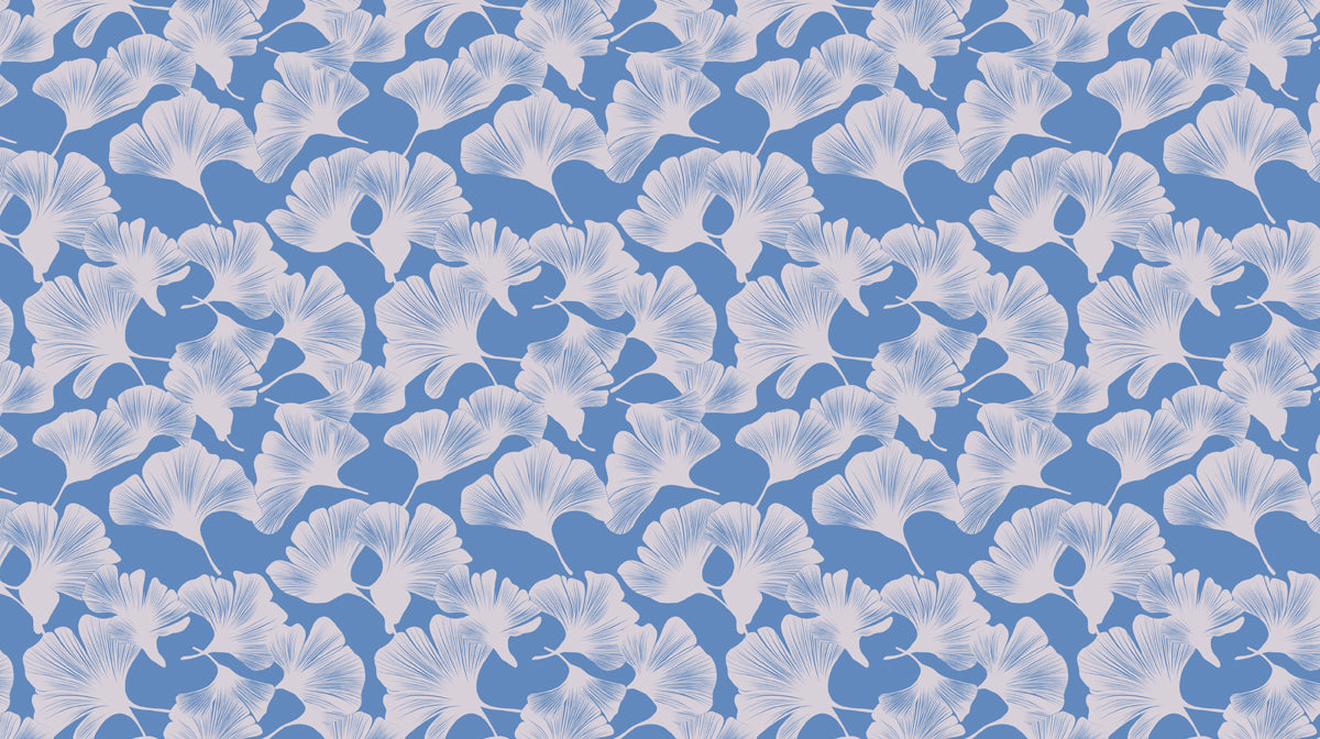 Crisp Morning Ginkgo Wallpaper ¨C Light Blue and White Bedroom Accent Wall