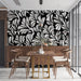 Monochrome Petal Burst Wallpaper ¨C Black and White Bold Floral for Dining Rooms