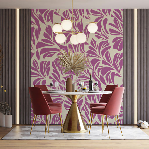 Lavender Bloom Wallpaper ¨C Purple and Beige Botanical Design for Elegant Spaces