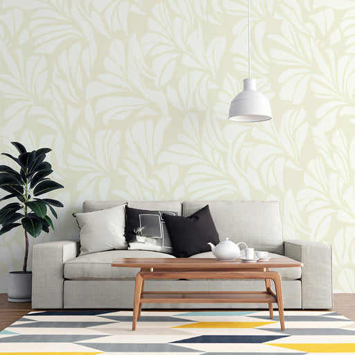 Cream Whispers Wallpaper ¨C Soft Neutral Botanical Mural for Calm Interiors