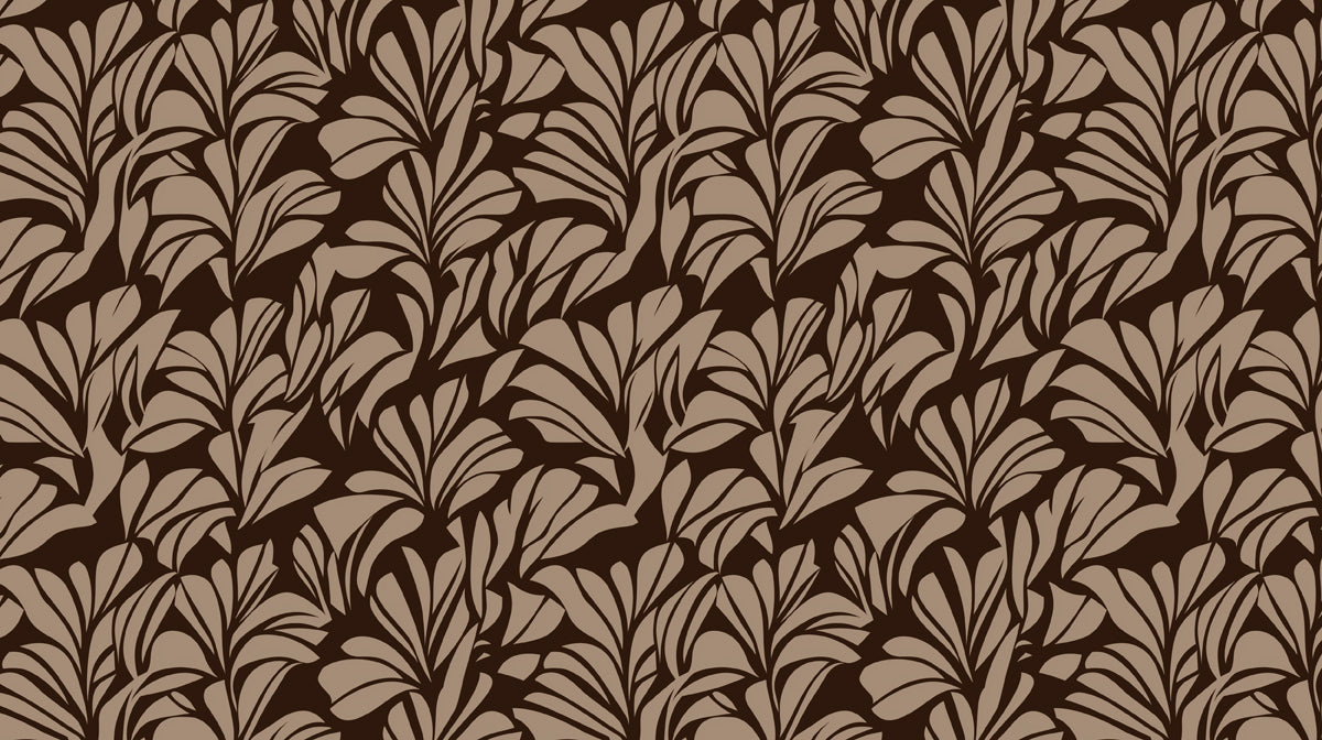 Mocha Leaf Flow Wallpaper ¨C Deep Brown Botanical Accent for Modern Interiors