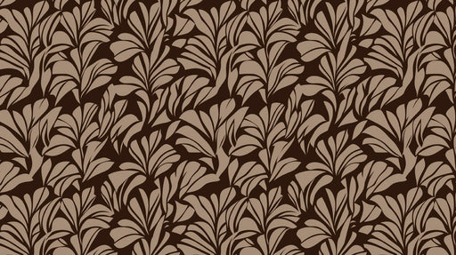 Mocha Leaf Flow Wallpaper ¨C Deep Brown Botanical Accent for Modern Interiors