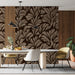 Mocha Leaf Flow Wallpaper ¨C Deep Brown Botanical Accent for Modern Interiors