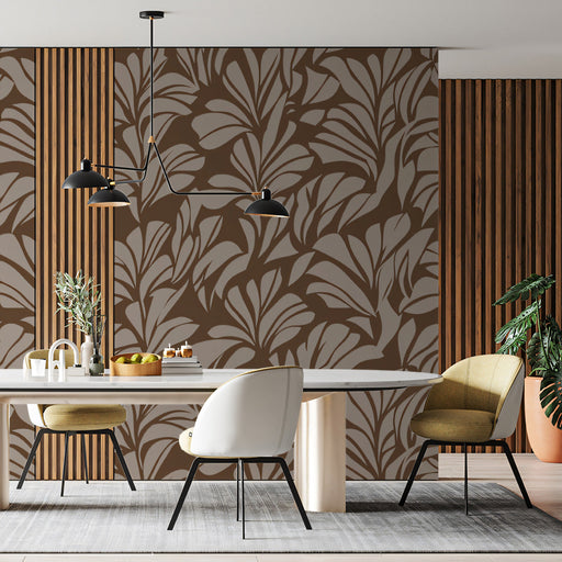 Chocolate Mist Botanical Wallpaper ¨C Soft Brown Contrast for Refined Dining Spaces