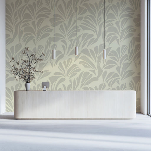 Abstract Leaf Mural Wallpaper | Black and White Botanical Burst
