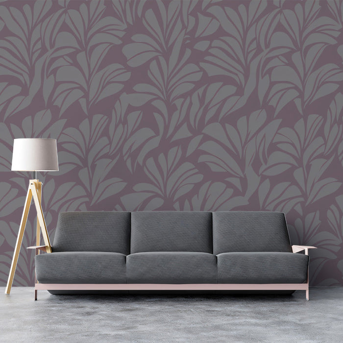Abstract Leaf Mural Wallpaper | Cream and Fuchsia Floral Motion