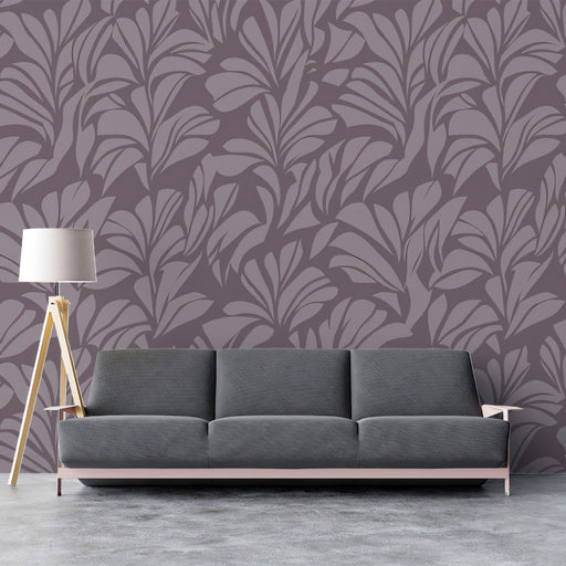 Abstract Leaf Mural Wallpaper | Olive and Black Jungle Silhouette