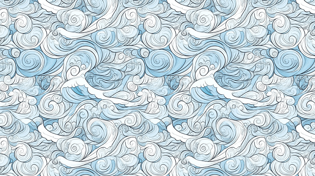 Whirling Seafoam Mural Wallpaper | Artistic Blue Swirl Pattern with Light Reflections