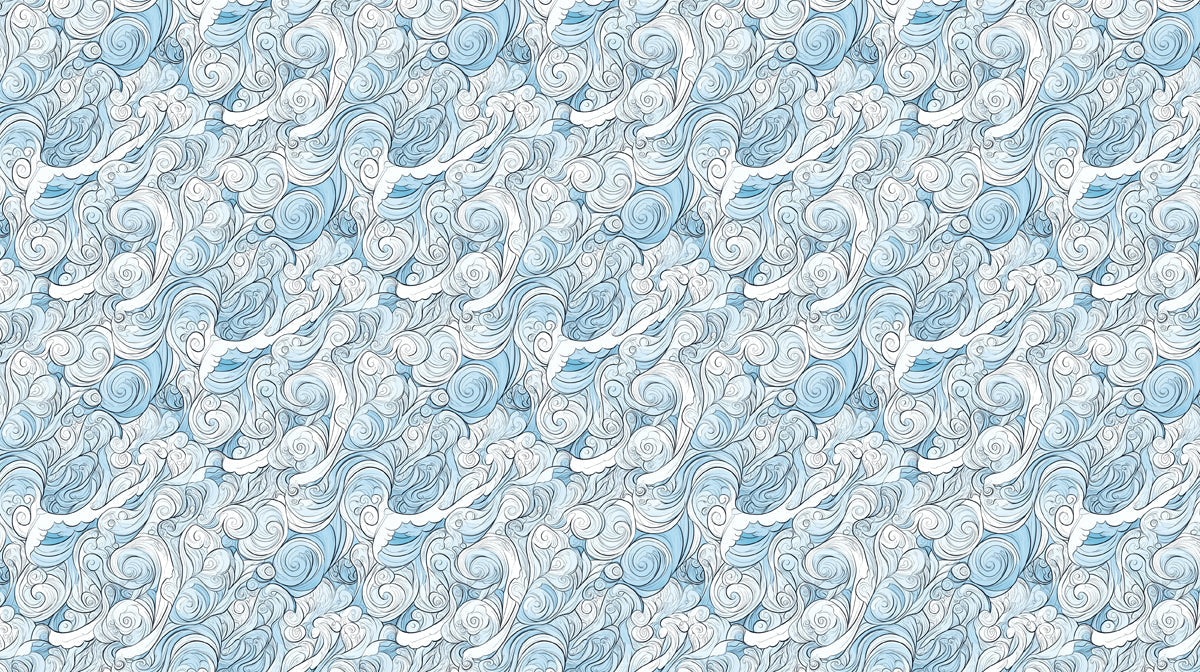 Whirling Seafoam Mural Wallpaper | Artistic Blue Swirl Pattern with Light Reflections