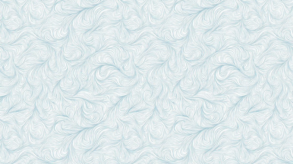 Whispering Currents Mural Wallpaper | Light Turquoise Swirl Lines on White Background