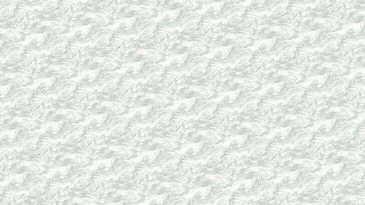 Stormwave Line Art Mural Wallpaper | Sage on Ivory Wave Pattern