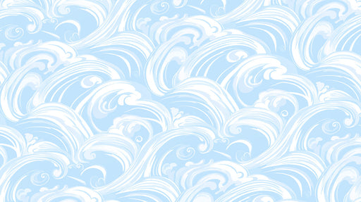 Sky Surge Mural Wallpaper | Bright Blue Cloud Wave Pattern