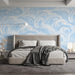 Sky Surge Mural Wallpaper | Bright Blue Cloud Wave Pattern