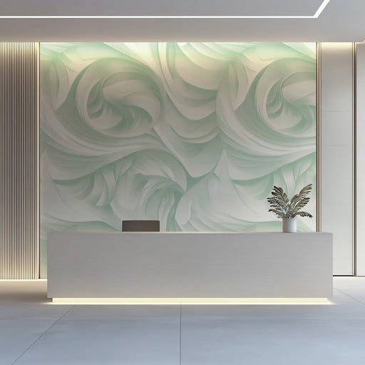 Mint Dreamwave Mural Wallpaper | Abstract Soft Swirl in Pastel Green