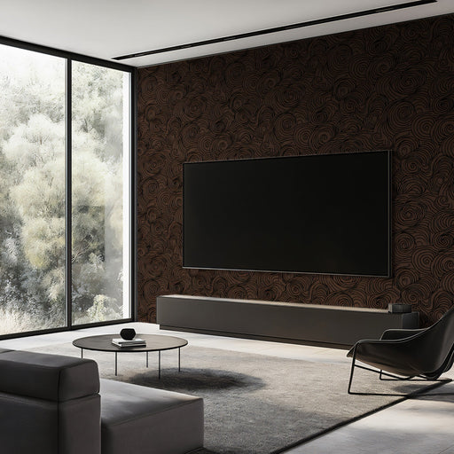 Swirl Pattern Mural Wallpaper | Dark Brown Artistic Lines on Black
