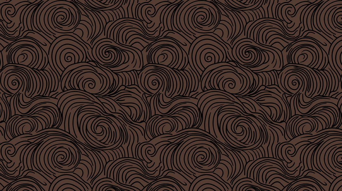 Swirl Pattern Mural Wallpaper | Dark Brown Artistic Lines on Black