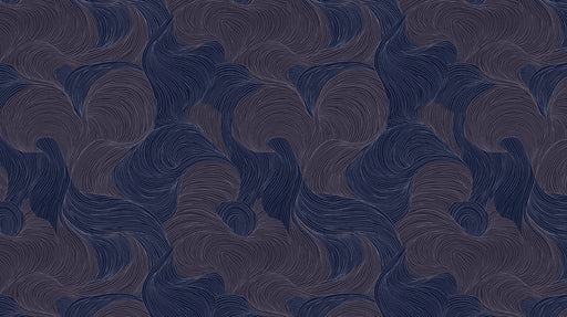 Deep Wave Swirl Mural Wallpaper | Navy Blue and Charcoal Flow Pattern