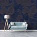 Deep Wave Swirl Mural Wallpaper | Navy Blue and Charcoal Flow Pattern