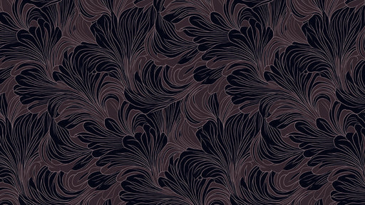 Midnight Bloom Wave Mural Wallpaper | Black and Plum with Delicate Line Accents