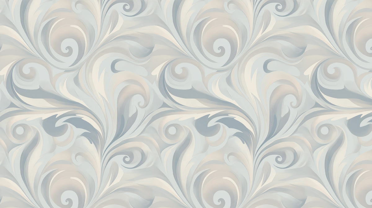 Marble Tide Mural Wallpaper | Soft Beige and Slate Blue Elegant Curl Design