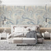 Marble Tide Mural Wallpaper | Soft Beige and Slate Blue Elegant Curl Design