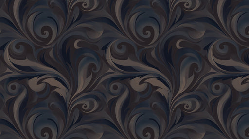 Twilight Curl Swirl Mural Wallpaper | Charcoal and Navy Dramatic Boardroom Accent