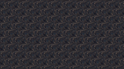 Twilight Curl Swirl Mural Wallpaper | Charcoal and Navy Dramatic Boardroom Accent