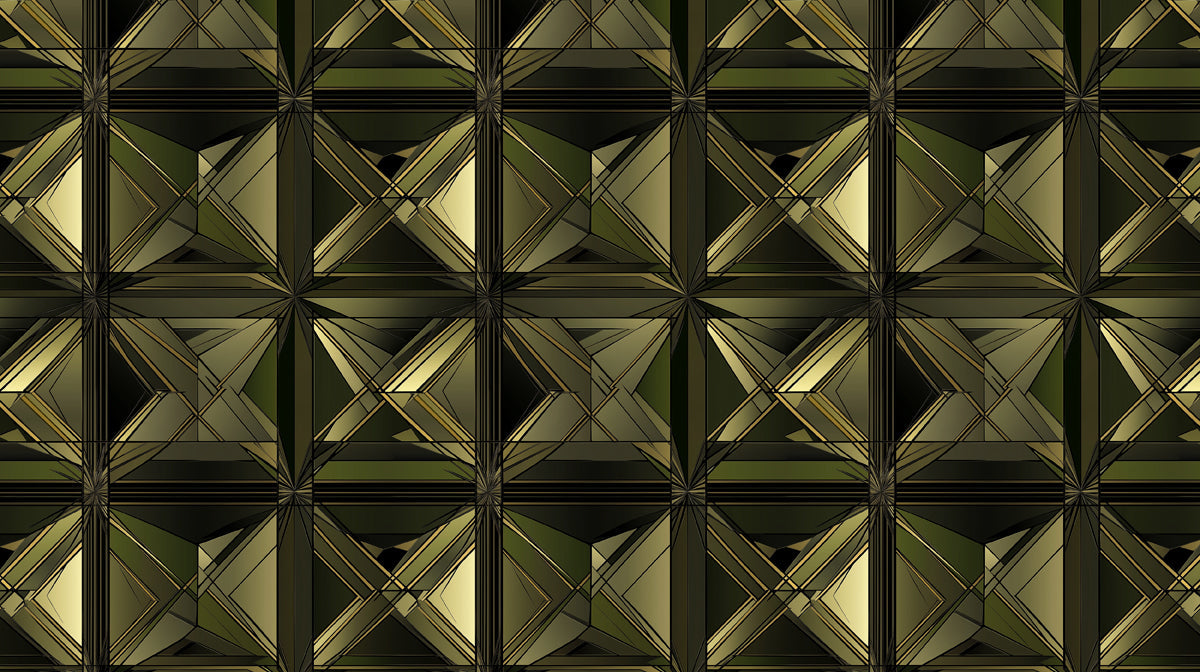Pyramid Illusion Mural Wallpaper | Deep Olive 4D Textured Grid