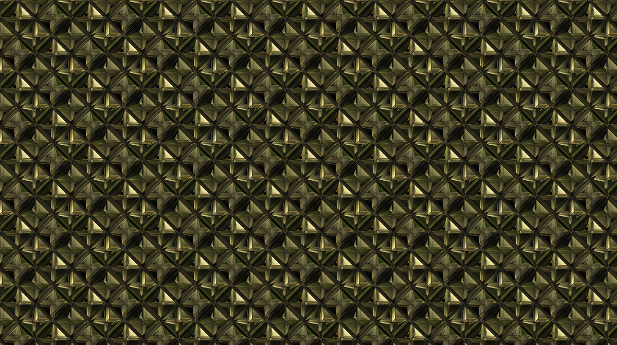 Pyramid Illusion Mural Wallpaper | Deep Olive 5D Textured Grid