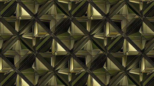 Pyramid Illusion Mural Wallpaper | Deep Olive 6D Textured Grid