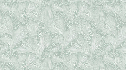Abstract Ginkgo Mural Wallpaper | Mint Green and White Flowing Leaves